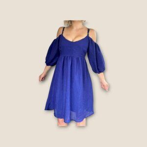 Anthropologie - NWT Women's Moulinette Soeurs Blue Puff Sleeve Dress Sz XS-M.